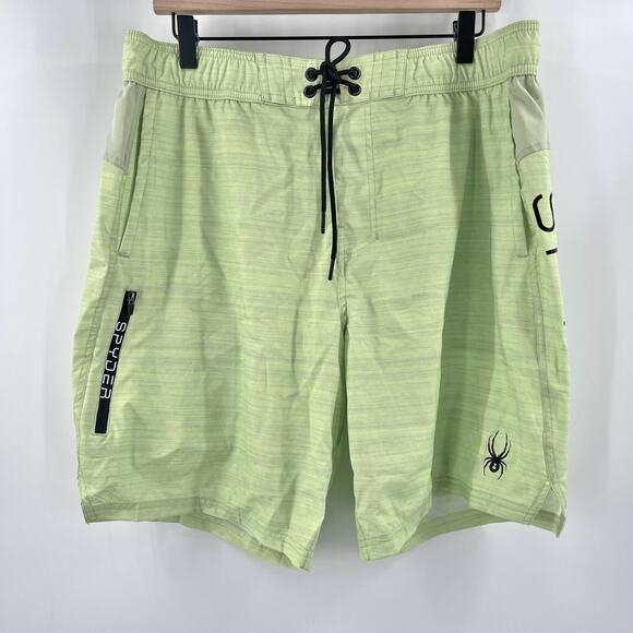 SPYDER Swim Shorts XL Trunks No Lining Green Men's UV Protection Surf Sand Sun - Picture 1 of 12